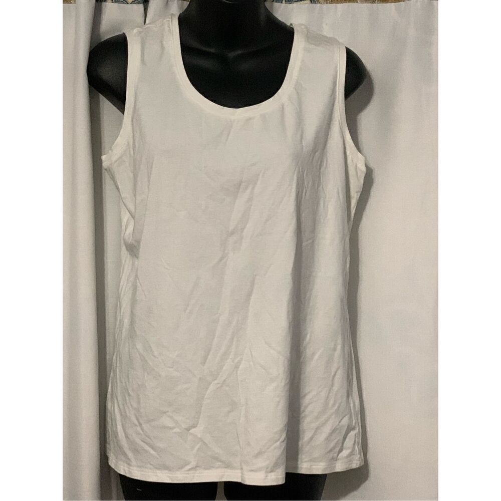 Beautiful Lemon Way white Scoop Neck Sleeveless Top blouse size  large GOOD COND